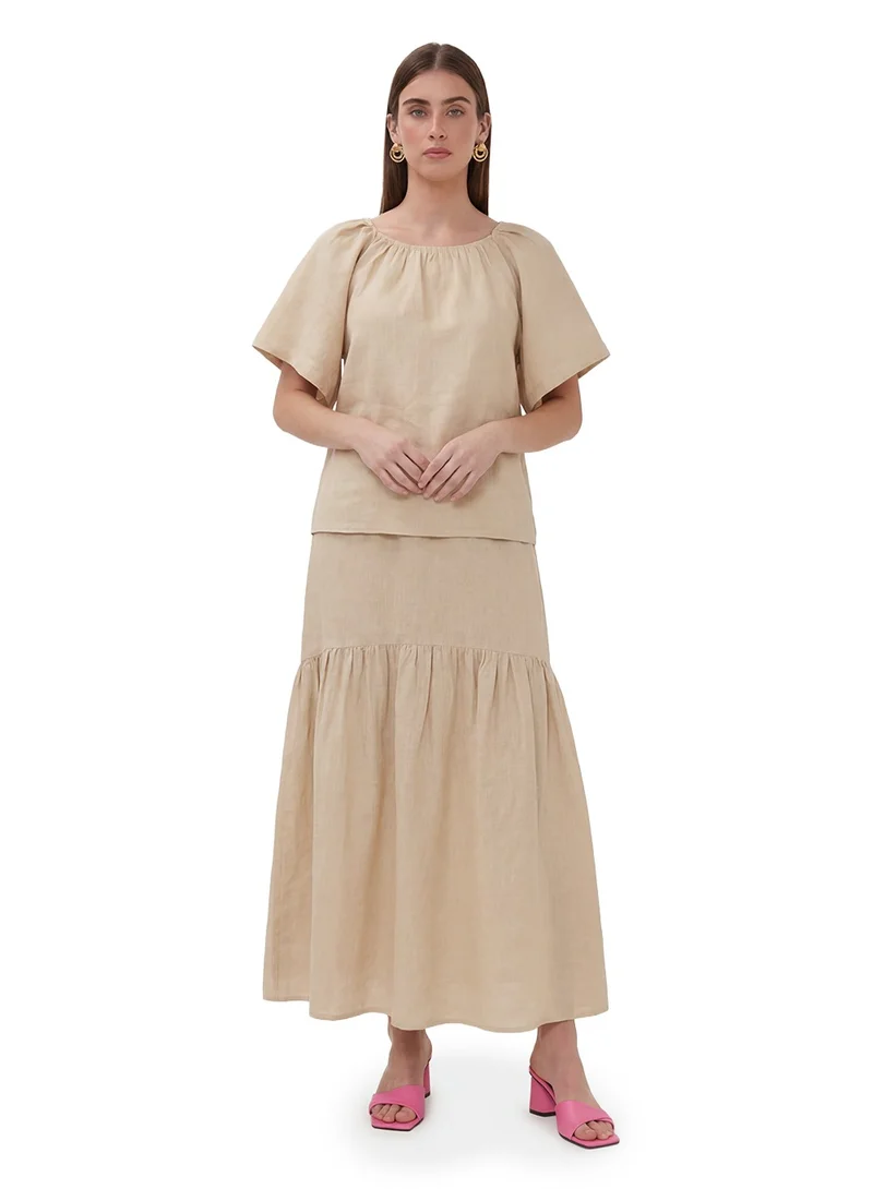 Esqualo Brown Esqualo Blouse Back Detail Linen for Women | Best Price UAE