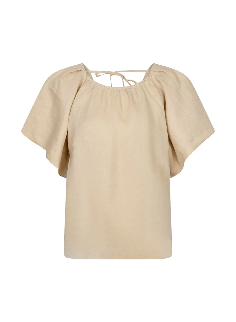 Esqualo Brown Esqualo Blouse Back Detail Linen for Women | Best Price UAE