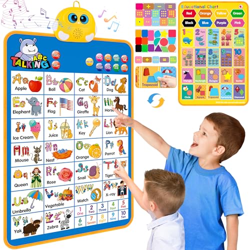 GaHoo Electronic Alphabet Wall Chart Talking ABC 123s Music Poster Kids Learning Toys for Toddlers 13 Interactive Educational Toddler Toy Birthday Gifts for Age 1 2 3 4 5 Year Old Boys Girls Blue - Image 1