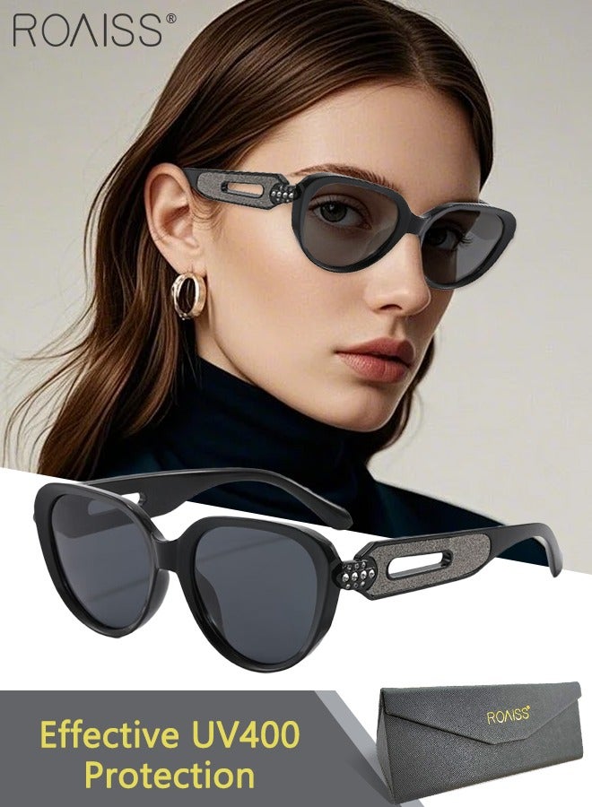 roaiss Women's Polarized Cat Eye Sunglasses, UV400 Protection Sun Glasses, Anti-glare Fashion Sun Shades with Unique Temples for Women Street Photography, Travel, Driving, Cycling - Image 1