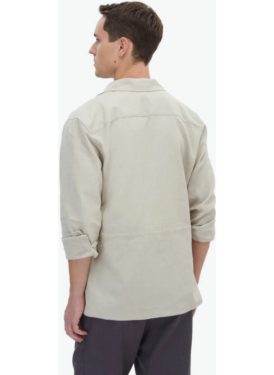 كيب Beige Plain Regular Fit Woven Overshirt