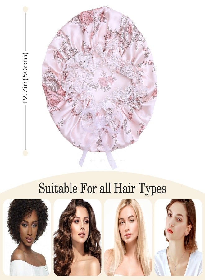 ZLYC Mulberry Silk Sleeping Bonnet for Women Hair Night Sleep Cap with Elastic Band, Floral White - Image 5