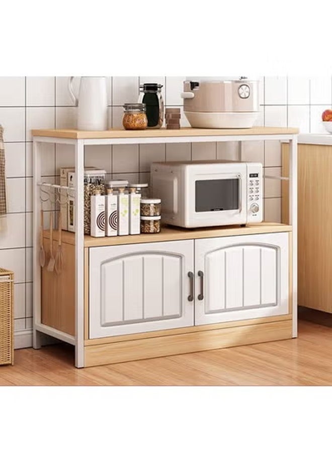 KLNAMAEAAN 2-Tier Kitchen Storage Shelf Microwave Oven Stand Rack Spice Organizer with 2 Door Storage Cabinet Large Storage Rack - Image 1