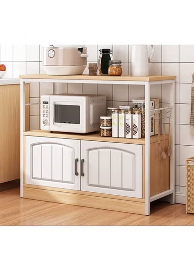 KLNAMAEAAN 2-Tier Kitchen Storage Shelf Microwave Oven Stand Rack Spice Organizer with 2 Door Storage Cabinet Large Storage Rack - Image 4