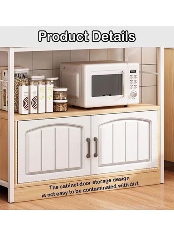 KLNAMAEAAN 2-Tier Kitchen Storage Shelf Microwave Oven Stand Rack Spice Organizer with 2 Door Storage Cabinet Large Storage Rack - Image 5