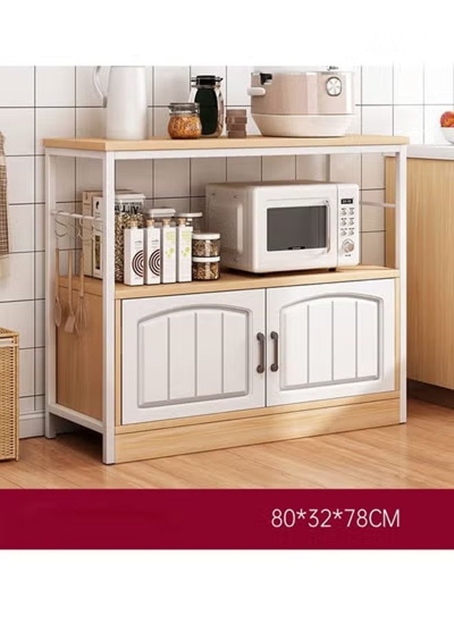 KLNAMAEAAN 2-Tier Kitchen Storage Shelf Microwave Oven Stand Rack Spice Organizer with 2 Door Storage Cabinet Large Storage Rack - Image 2