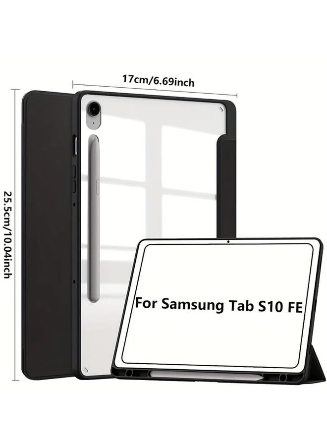 حالة الأكريليك الزرقاء لسامسونج جالاكسي تاب إس 10 إف إي مع غطاء خلفي شفاف وستاند وميزة النوم والاستيقاظ التلقائي - Image 3