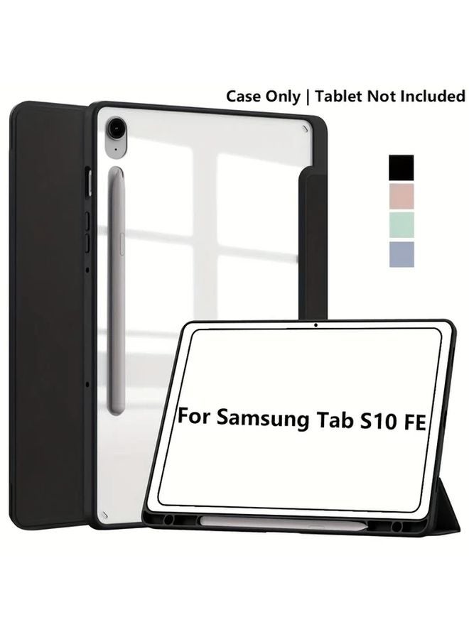 حالة الأكريليك الزرقاء لسامسونج جالاكسي تاب إس 10 إف إي مع غطاء خلفي شفاف وستاند وميزة النوم والاستيقاظ التلقائي - Image 2