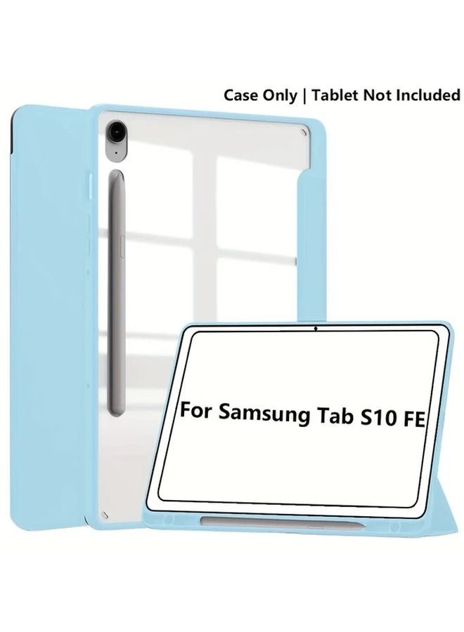 حالة الأكريليك الزرقاء لسامسونج جالاكسي تاب إس 10 إف إي مع غطاء خلفي شفاف وستاند وميزة النوم والاستيقاظ التلقائي - Image 1