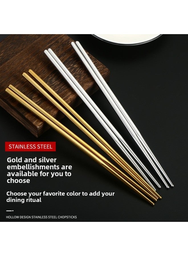 304 Stainless Steel Bare Chopsticks Korean Style Chopsticks Tableware Household Hotel Stainless Steel Chopsticks Set Gift-Specifications:304 Material 21cm
