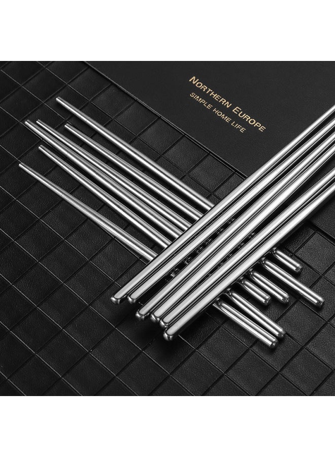 304 Stainless Steel Bare Chopsticks Korean Style Chopsticks Tableware Household Hotel Stainless Steel Chopsticks Set Gift-Specifications:304 Material 21cm