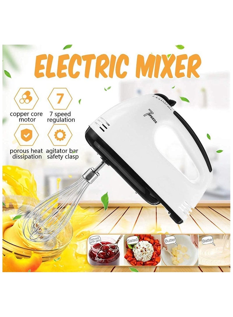 UNICORN Electric Hand Mixer with 7 Speed Settings – Egg Beater, Cream Whipper & Dough Mixer with 2 Stainless Steel Beaters & 2 Dough Hooks – Compact Kitchen Mixer (White) - Image 4