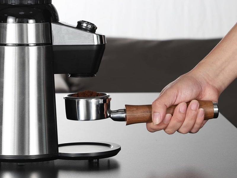 مرشح قهوة بقاع مفتوح قطر 58 مم | يناسب آلات Gaggia | مصنوع من فولاذ مقاوم للصدأ ومقبض من خشب الجوز | إكسسوارات لآلات الإسبريسو (خشب الجوز) - Image 4