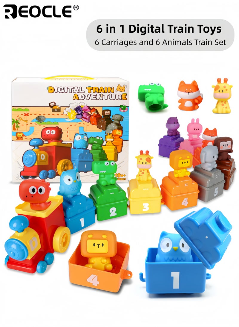 REOCLE Kid's Animal Train Toy with Counting Animals and Sorting Matching Design Educational Learning Toy with Counting Feature for Toddlers Boys Girls