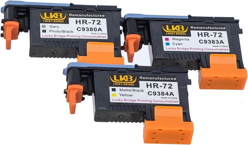 ال كيه بي رأس طباعة HP72 معاد تصنيعه 3PK C9380A C9383A C9384A متوافق مع طابعات HP Designjet T610 T620 T770 T790 T1100 T1120 1200 T1300 T2300 - المملكة المتحدة - Image 4