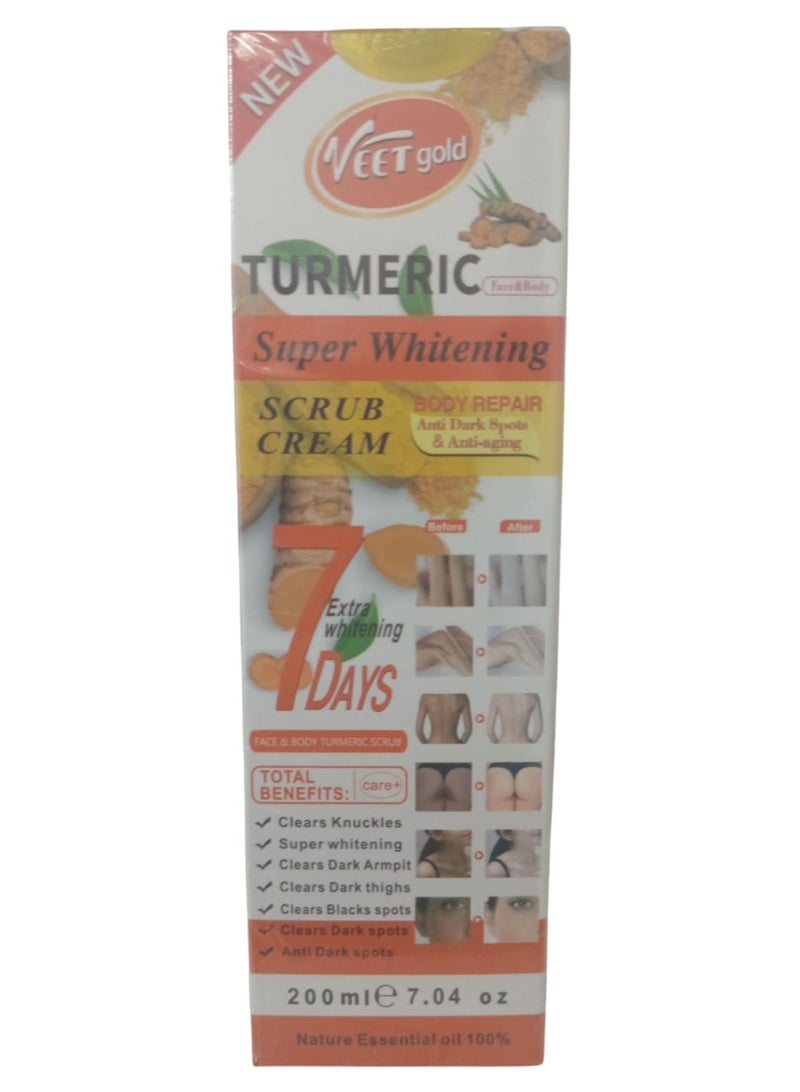 كريم مقشر فائق التبييض للوجه والجسم بالكركم 200 مل