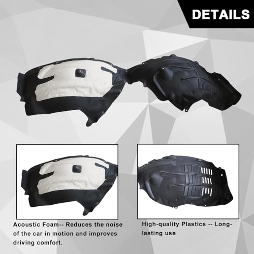 Sekeseauto 1 Pair Front Left & Right Side Fender Liners, Compatible with Toyota Highlander 2020-2023 Replace# 538060E170 538050E170 TO1248240 TO1249240, Front Wheel Fender Splash Set - Image 2