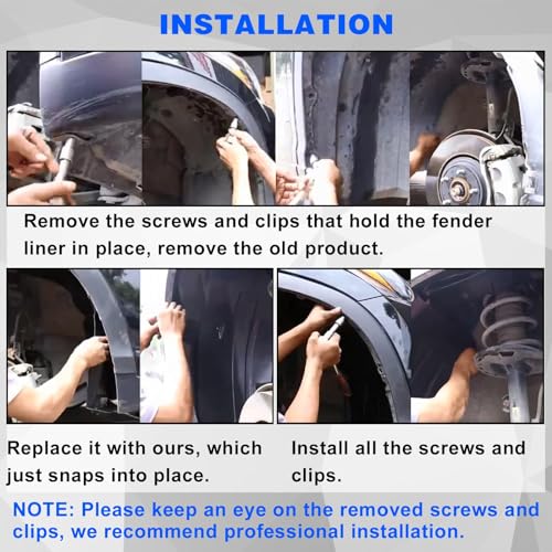 Sekeseauto 1 Pair Front Left & Right Side Fender Liners, Compatible with Toyota Highlander 2020-2023 Replace# 538060E170 538050E170 TO1248240 TO1249240, Front Wheel Fender Splash Set - Image 5