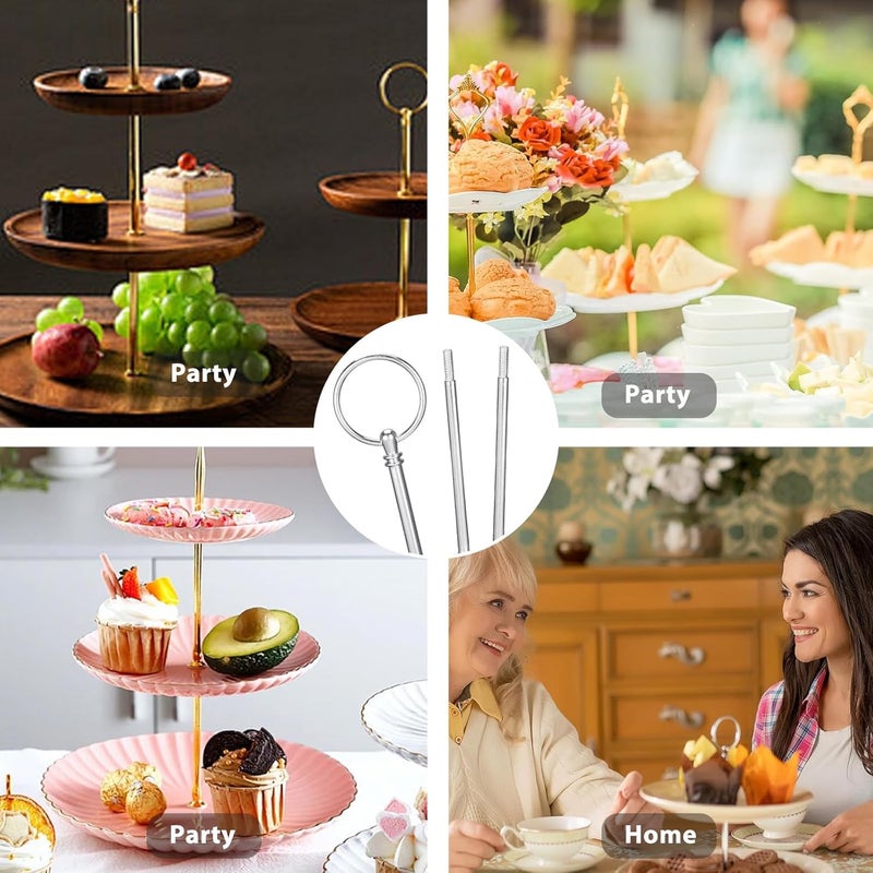 VASANA 3 Tier Metal Cake Fruit Plate Stand Holder Center Handle Fittings Round Hardware Rod Holder Snack Tray Replacement Parts Organizer for Party DIY Tool Golden - Image 5