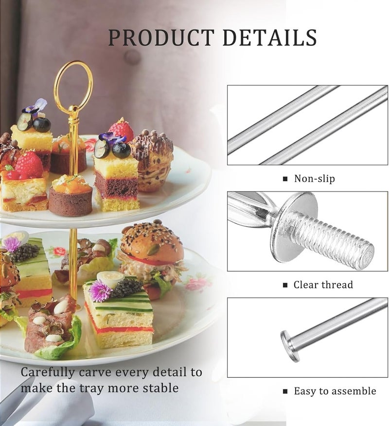 VASANA 3 Tier Metal Cake Fruit Plate Stand Holder Center Handle Fittings Round Hardware Rod Holder Snack Tray Replacement Parts Organizer for Party DIY Tool Golden - Image 3