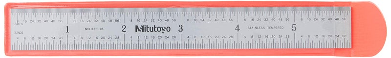Mitutoyo 182-105, Steel Rule, 6" X 150mm, (1/32, 1/64", 1mm, 1/2mm), 3/64" Thick X 3/4" Wide, Satin Chrome Finish Tempered Stainless Steel - Image 3