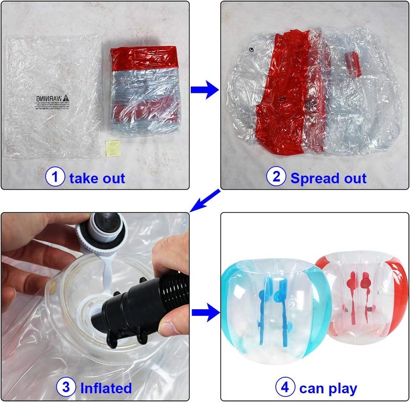 sunshinemall 2 Pack Inflatable Bumper Balls for Adults (4ft/1.2m) Giant Sumo Balls Body Bumpers Balls Buddy Zorb Ball Outdoor Toys for Kids Yard Human Bubble Ball Hamster Ball(Red+Blue, 48inch) - Image 5