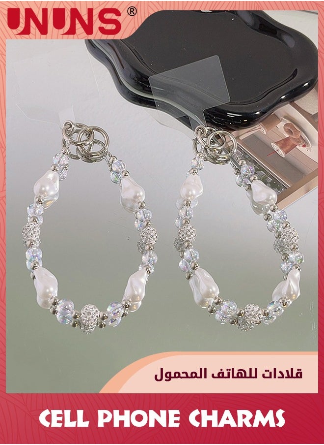 UNUNS - Phone Charm Strap,Irregular Beaded Pearls Crystals Detachable Anti Theft Phone Strap,Hands-Free iPhone Wrist Strap For Women Girls,Phone Chain Wristlet For Apple Samsung Google,Phone Case Accessories - Image 1