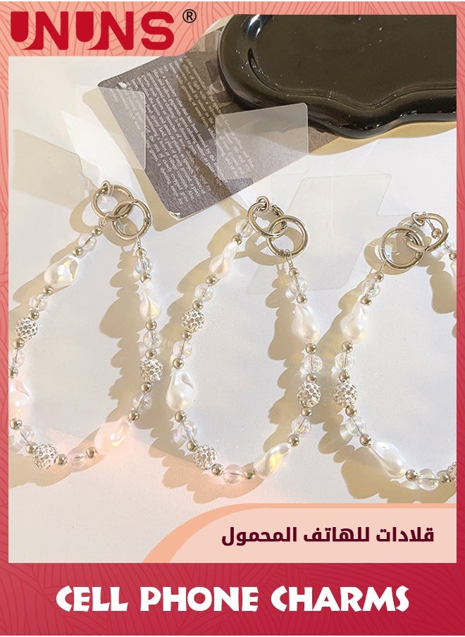UNUNS Phone Charm Strap,Irregular Beaded Pearls Crystals Detachable Anti Theft Phone Strap,Hands-Free iPhone Wrist Strap For Women Girls,Phone Chain Wristlet For Apple Samsung Google,Phone Case Accessories  - Image 5