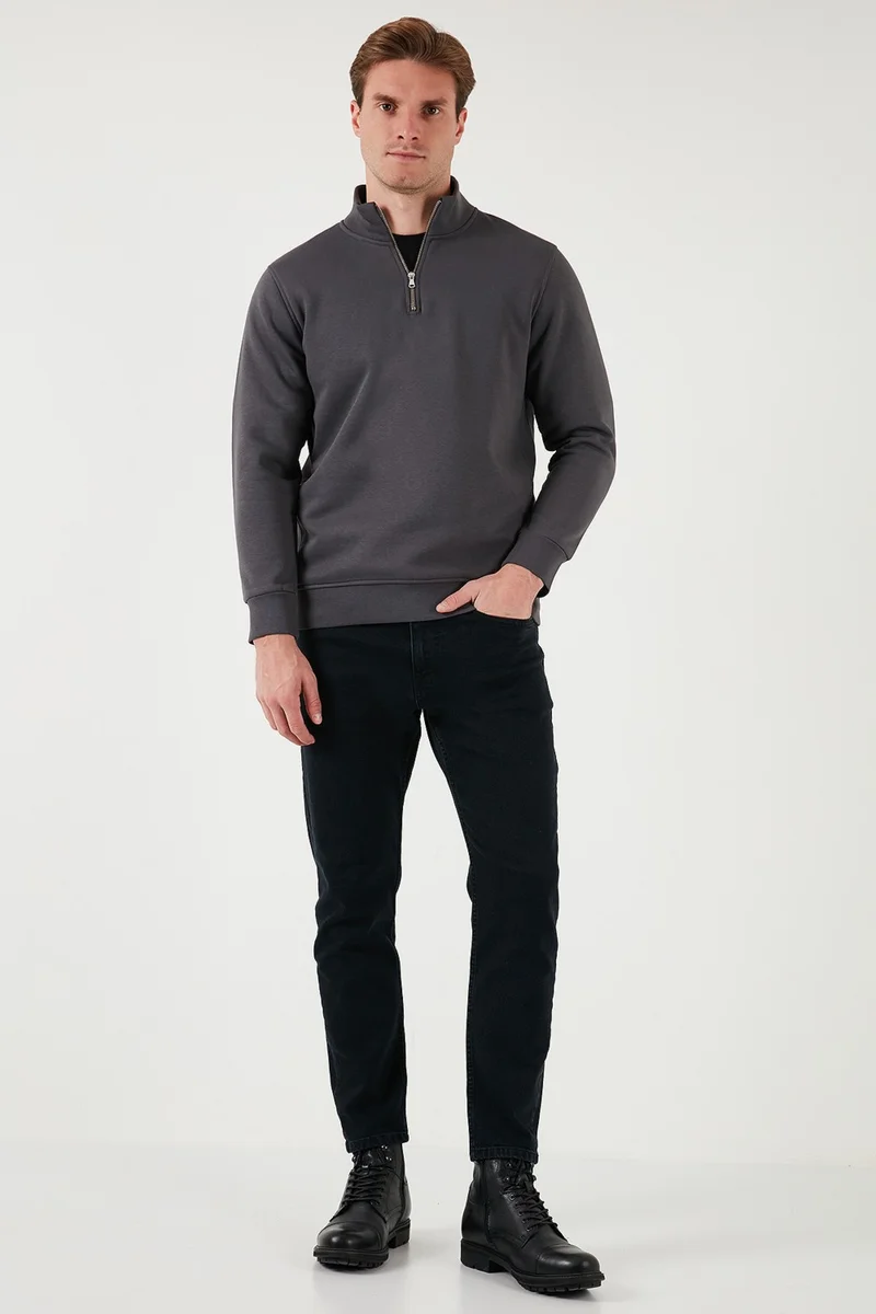 بوراتي Cotton Regular Fit Half Zipper Stand Collar Sweat Men's Sweat 59052592