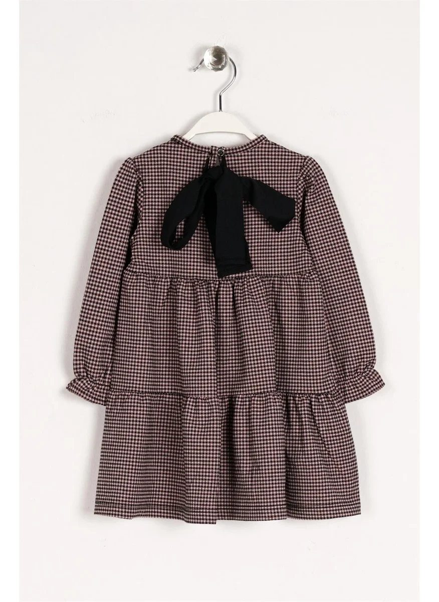 Zepkids Girl Salmon Colored Checkered Back Ribbon Dress