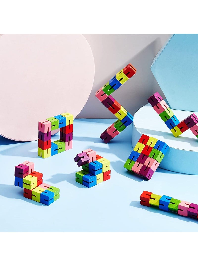 Y&D 6 Pcs Wooden Fidget Toy Twist Block Cubes Puzzle Toys Finger Sensory for Kids Party Birthday Gift Supplie  - Image 5