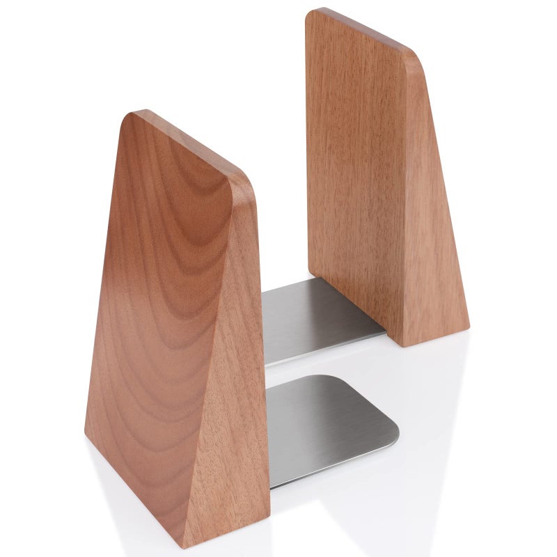 DRELIFAM Wood Handmade Heavy Duty Bookends for Shelves Decorative Book Ends to Hold Books for Office