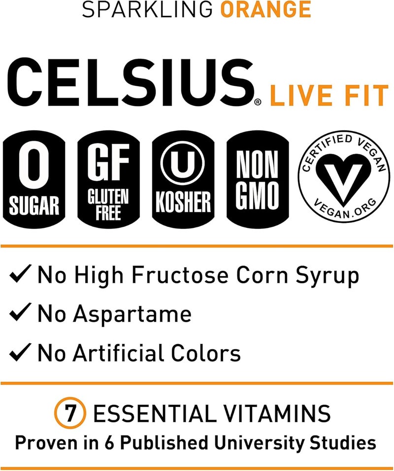 CELSIUS مشروب فيتنس سيلسيوس برتقال فوار - عبوة من 12 - Image 4