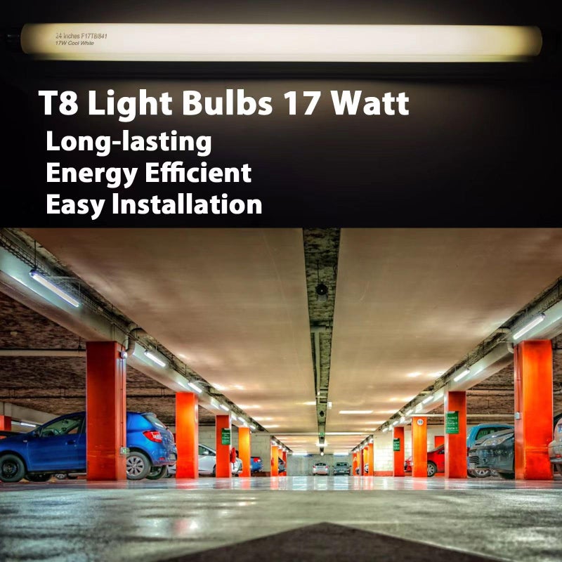 Konideke 8 Pack 24 inch F17T8/841 17 Watts Light Bulb, 2 Foot Straight Fluorescent Tube T8 Tube Light, 4100K Cool White 1400 Lumen G13 Medium Bi-Pin Cap 8 Count - Image 5