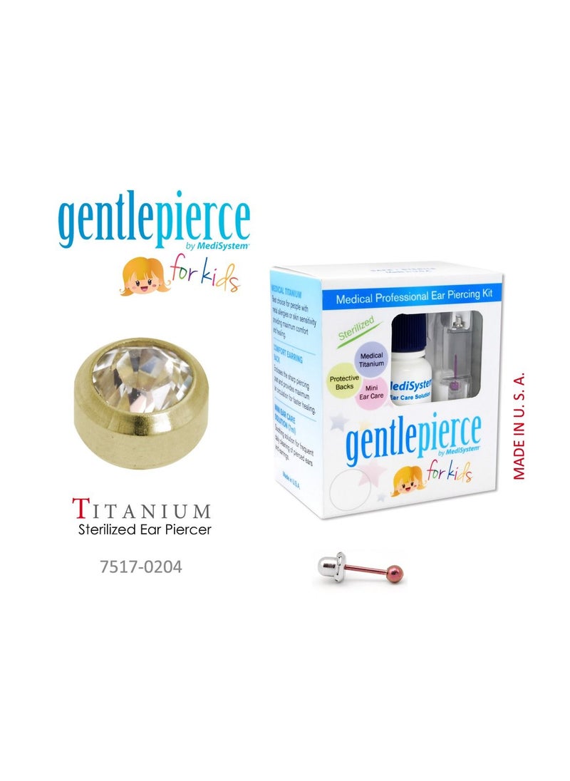 MediSystem Ear Piercing kit at Home Made from Golden Titanium 4mm Crystal Bezel Made in USA  - Image 1