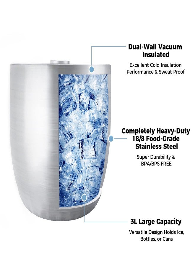 Tiken 3L Double-Wall Vacuum Insulated Ice Bucket with Lid & Tong Stainless Steel Champagne Buckets for Cocktail Bar, Parties & Outdoor - Image 5