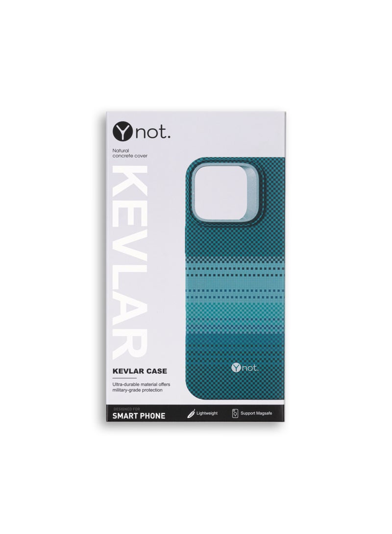 YNOT iPhone 15 Pro Kevlar Fiber Case with MagSafe and Stand - Blue Carbon - Image 4