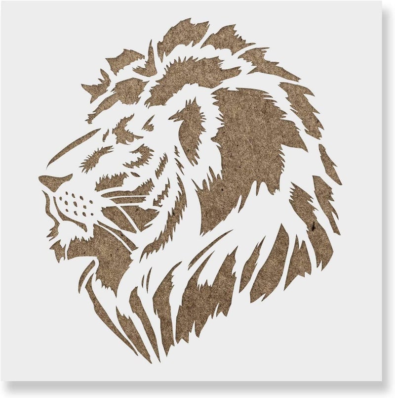 Reusable Lion Head Stencil Template for DIY Crafts - Laser-Cut on Food-Safe Mylar, Perfect for Wall Decorations and Furniture, Wall and Glass PaintingLIONX