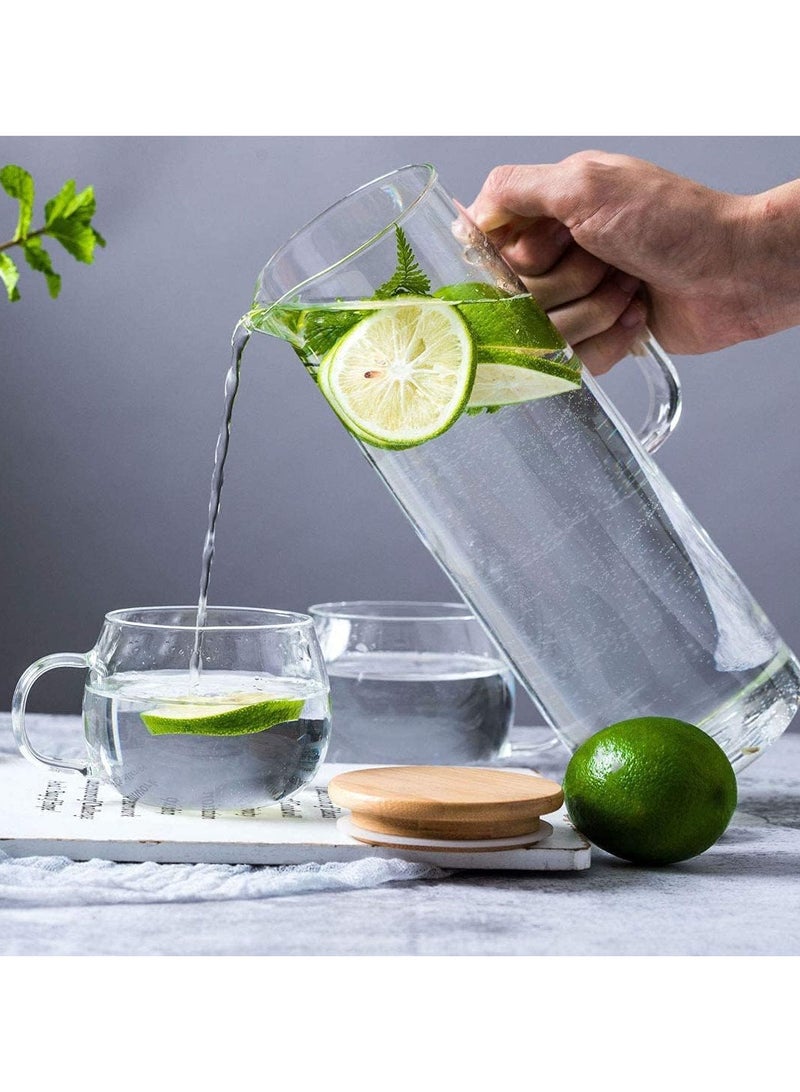 AUTOYSUR Glass Carafes Glasses Water Jug Container Water Pitcher With Bamboo Lids (1500ml) - Image 4