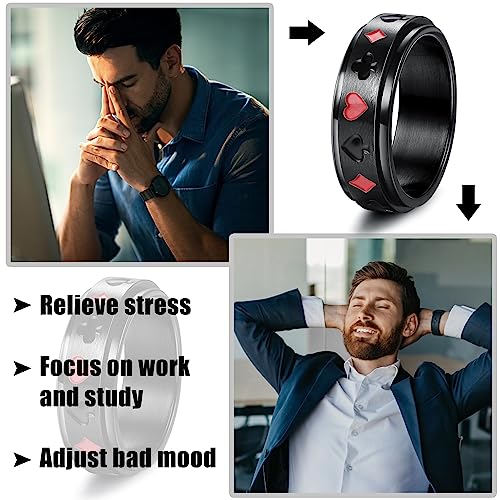 Besteel 16Pcs Stainless Steel Fidget Rings for Men Women Stress Anxiety Relief Rings Black Cool Chain Band Spinner Ring Set for Wedding Promise Mens Rings Pack - Image 3
