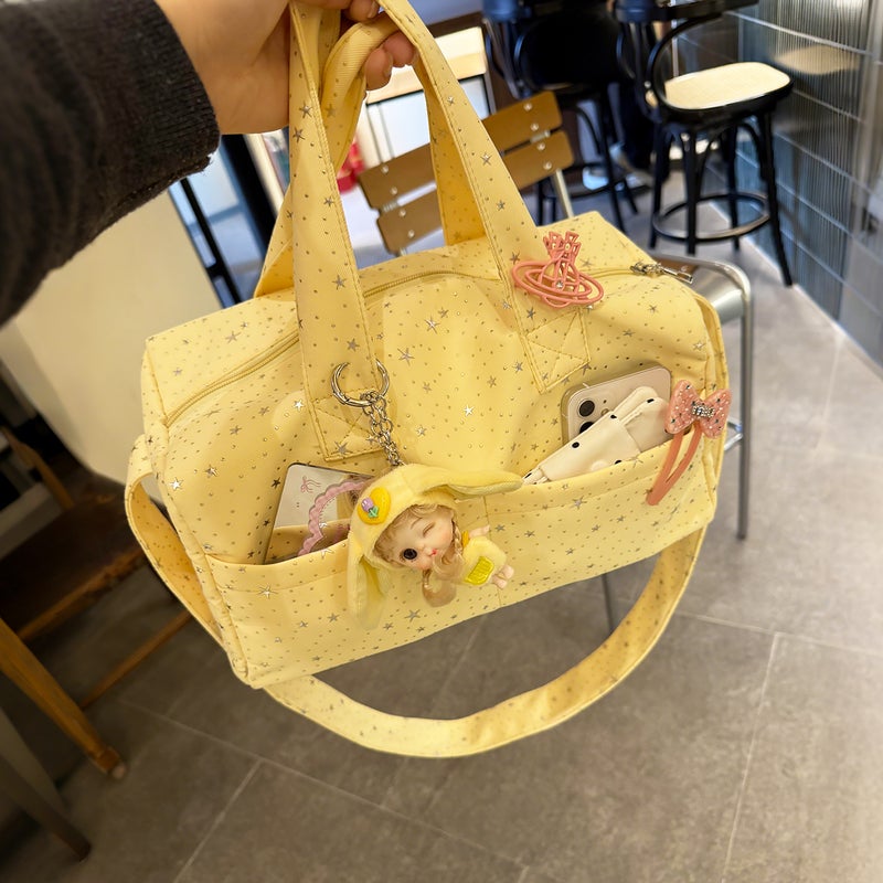 Star Tote Bag Large Capacity Storage Canvas Travel Bag Crossbody Shoulder Bag - Image 1