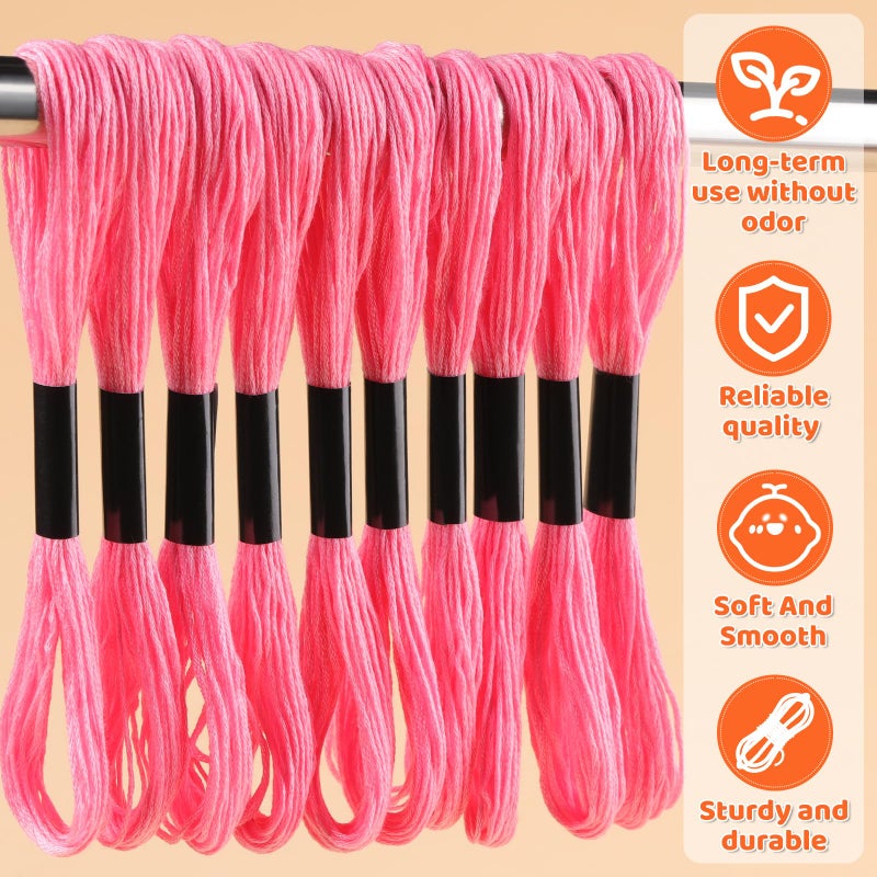 Dercuy 14 Skeins Pink Cotton Embroidery Floss - Cross Stitch Thread Set,Embroidery Thread for Friendship Bracelets - Image 2