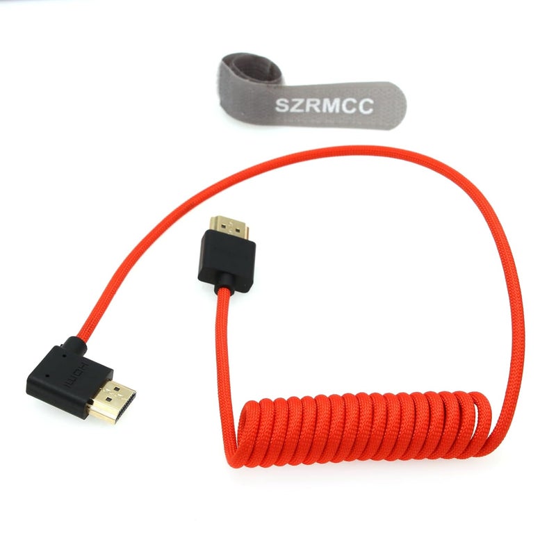 اس زد ار ام سي سي كابل 8K HDMI إلى HDMI بزاوية قائمة فائق السرعة ملفوف مضفر للكاميرا Z Cam E2 Sony FX6 FX9 Canon EOS C70 C300 Portkeys BM5 Atomos Ninjav V Shogun Monitor - Image 4
