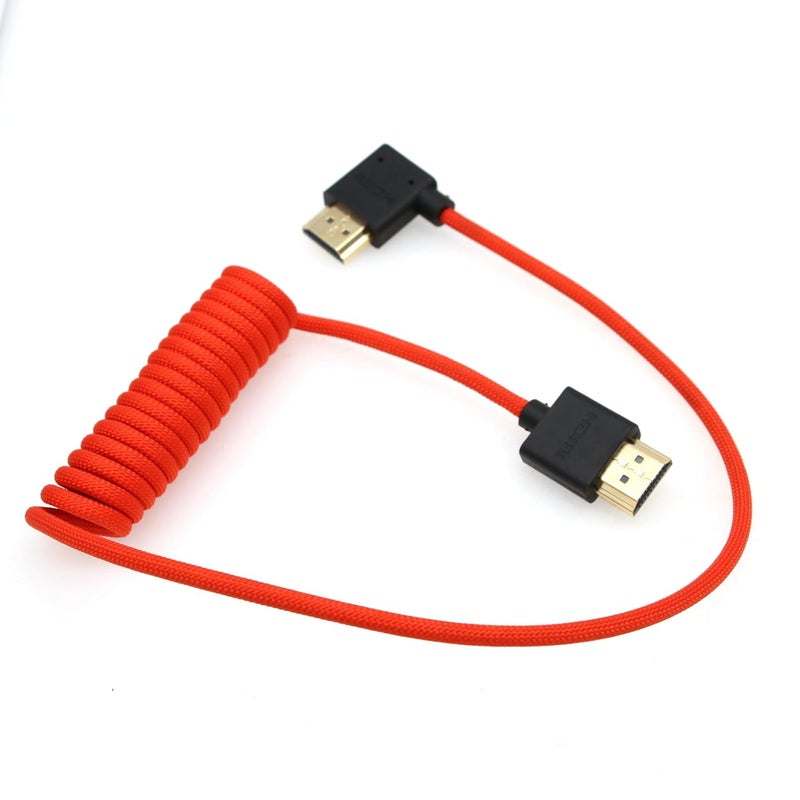 اس زد ار ام سي سي كابل 8K HDMI إلى HDMI بزاوية قائمة فائق السرعة ملفوف مضفر للكاميرا Z Cam E2 Sony FX6 FX9 Canon EOS C70 C300 Portkeys BM5 Atomos Ninjav V Shogun Monitor - Image 3