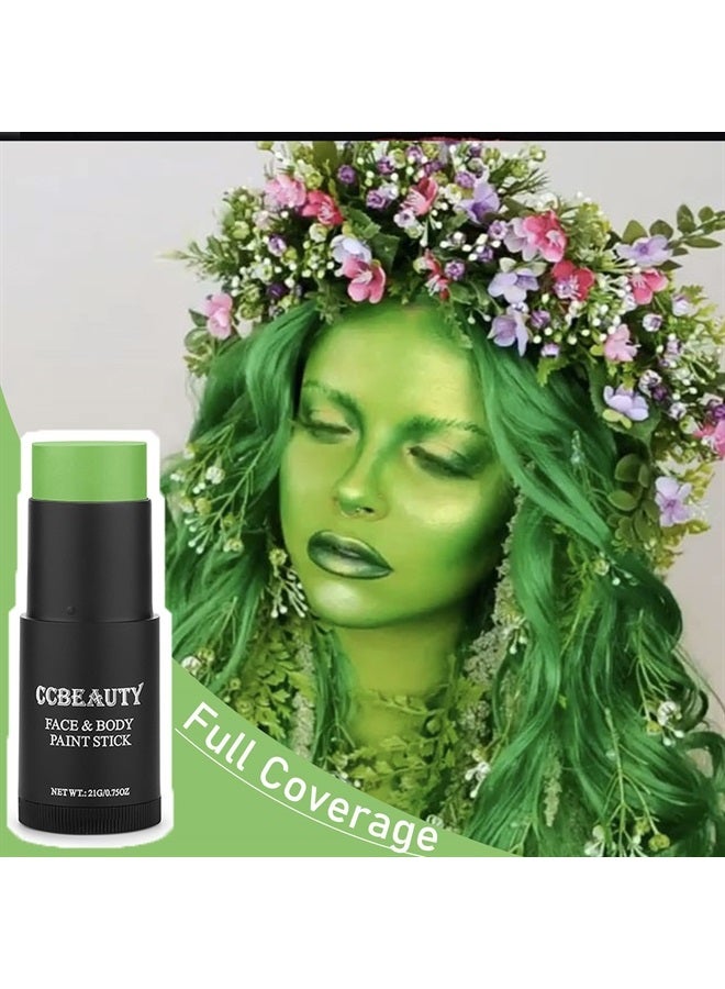CCBeauty Lime Green Face Body Paint Stick, Light Green Eye Black Sticks for Sports, Grease Foundation Makeup, Hypoallergenic Hulk Shrek Hunting Camo Witch Makeup for Halloween Cosplay Costume Parties - Image 2