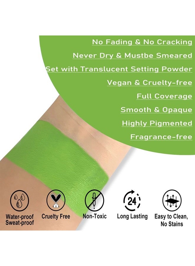 CCBeauty Lime Green Face Body Paint Stick, Light Green Eye Black Sticks for Sports, Grease Foundation Makeup, Hypoallergenic Hulk Shrek Hunting Camo Witch Makeup for Halloween Cosplay Costume Parties - Image 1