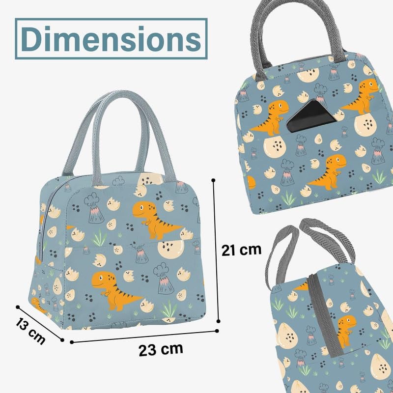 Myfav MY FAV Insulated Lunch Bag Thermal Cool Bag for Adults Men Women Kids Drinks Picnic Beach School Office Work Tote & Lunch Box Holder Cooler for Food Digitally Printed Design (Multicolor 2 Dinosour) - Image 4