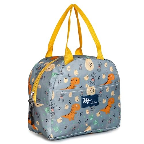 Myfav MY FAV Insulated Lunch Bag Thermal Cool Bag for Adults Men Women Kids Drinks Picnic Beach School Office Work Tote & Lunch Box Holder Cooler for Food Digitally Printed Design (Multicolor 2 Dinosour) - Image 1