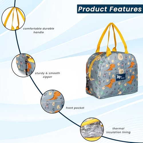 Myfav MY FAV Insulated Lunch Bag Thermal Cool Bag for Adults Men Women Kids Drinks Picnic Beach School Office Work Tote & Lunch Box Holder Cooler for Food Digitally Printed Design (Multicolor 2 Dinosour) - Image 5