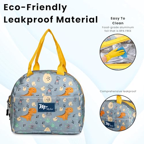 Myfav MY FAV Insulated Lunch Bag Thermal Cool Bag for Adults Men Women Kids Drinks Picnic Beach School Office Work Tote & Lunch Box Holder Cooler for Food Digitally Printed Design (Multicolor 2 Dinosour) - Image 3